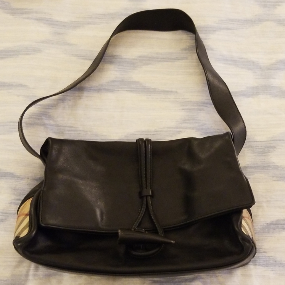 Authentic Black Leather Burberry bag